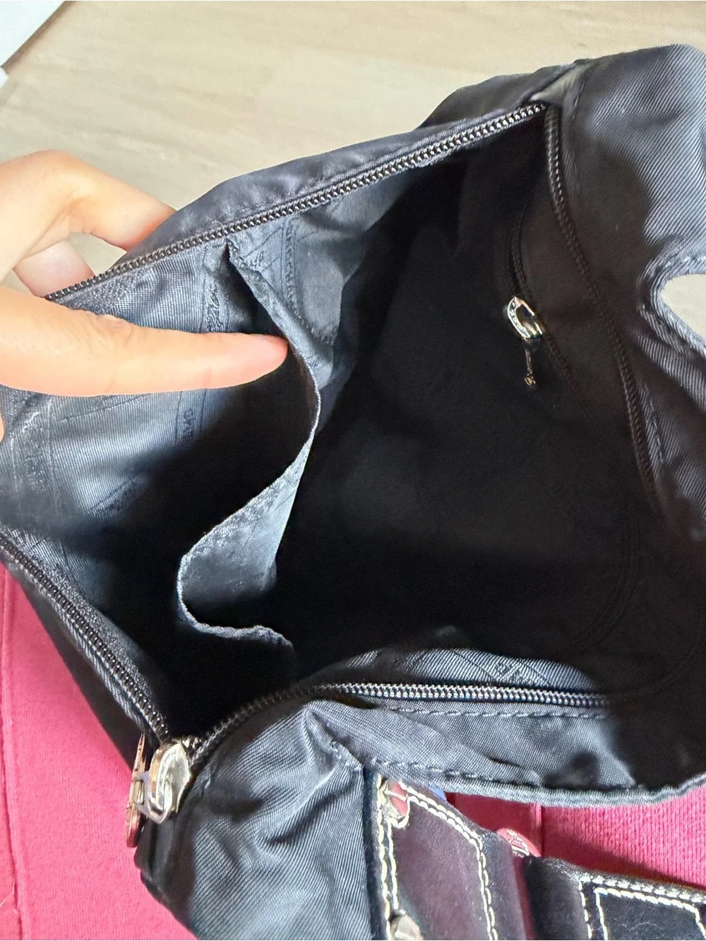 Longchamp Black Nylon Crossbody Bag with Stud Detail - Picture 5 of 6